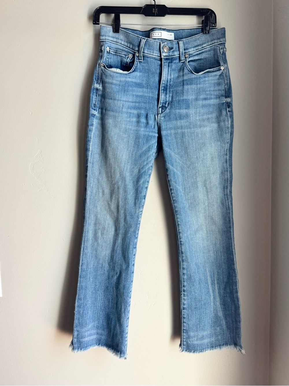 AYR Minimalist Light Wash Crop Flare Jeans Clean Girl Denim 30 Y2K Cottagecore
